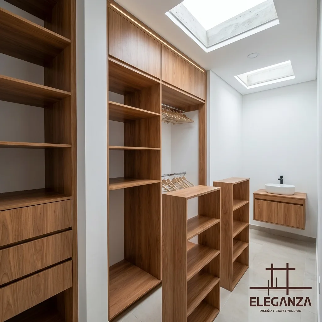 Clóset vestier en madera con tocador integrado
