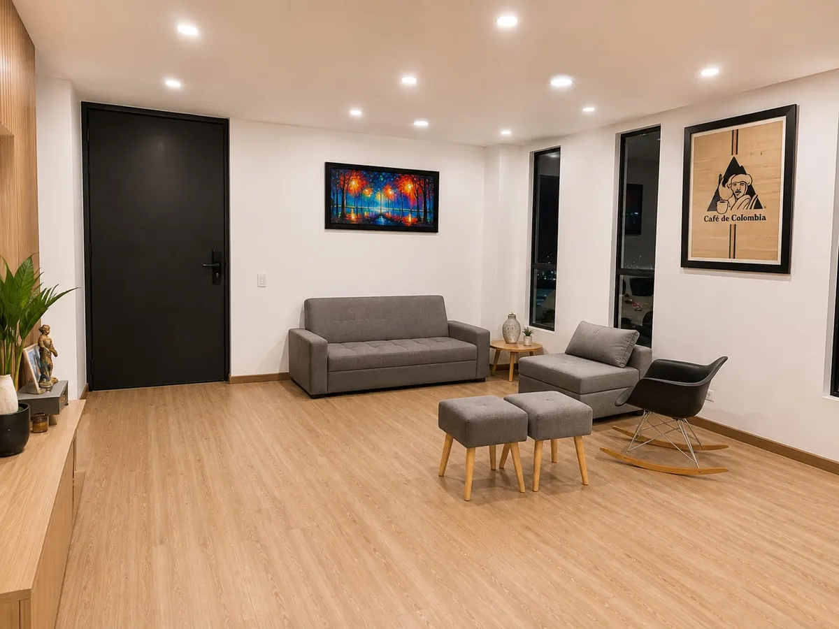 Sala remodelada amoblada moderna